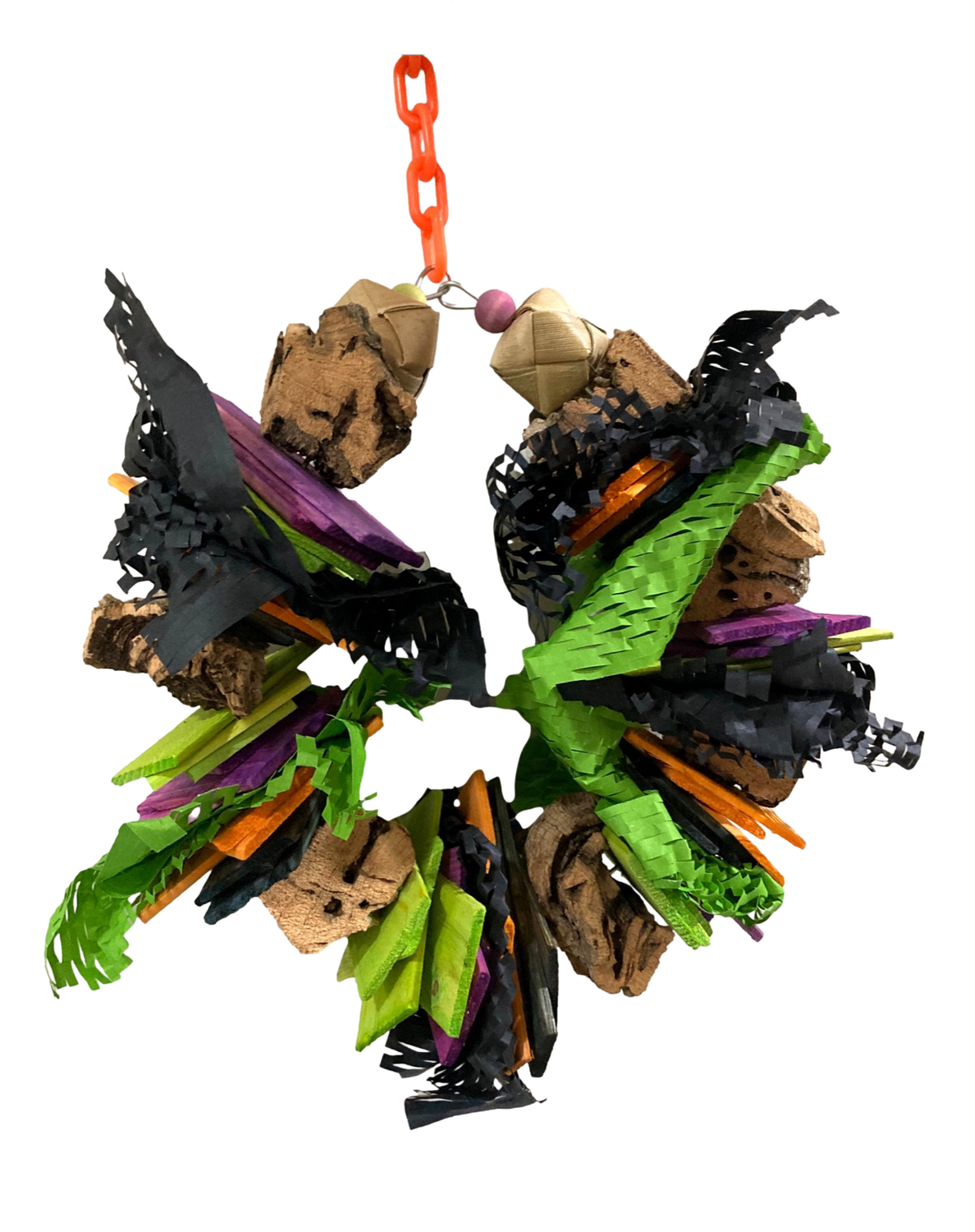 Circling the Cemetery Cork &amp; Thing Pine Wreath for all size birds by Feathered Addictions
