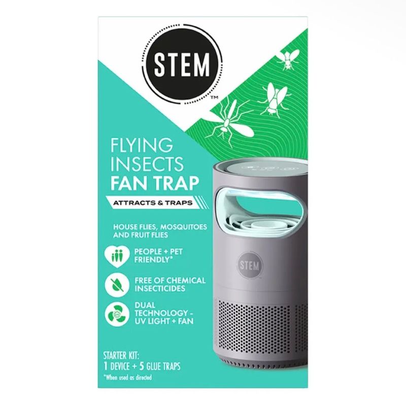 STEM Flying Insects Fan Trap Starter Kit: 1 Device + 5 Glue Traps - House Flies, Mosquitoes &amp; Fruit Flies