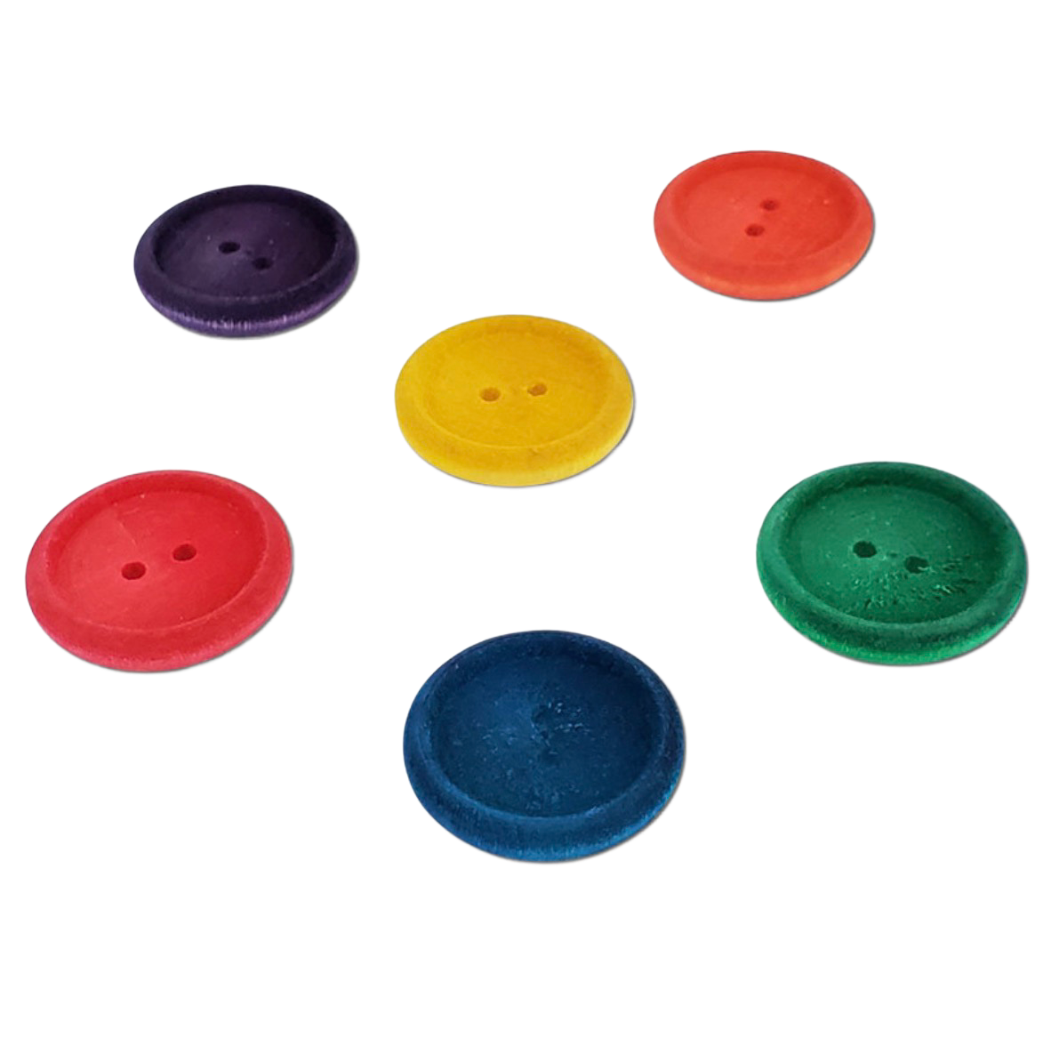 1" Color Wood Rim Button Toy Part or Foot Toy - BULK 30 Pack
