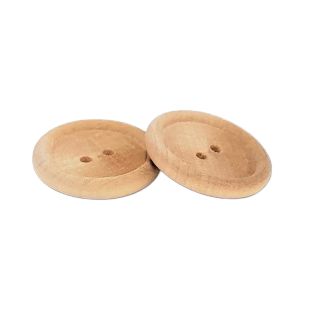 1" Natural Wood Rim Button Toy Part or Foot Toy - 5 Pack