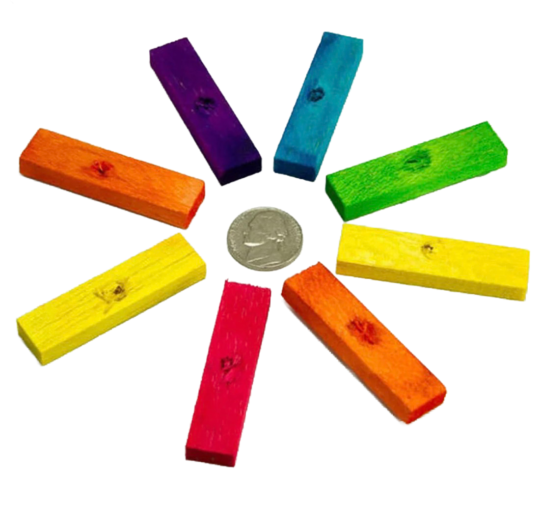 Mini Balsa Blocks - 2" x 1/2" x 1/4" Colored Bird Toy Parts Set of 25 by The Best Bird Toys
