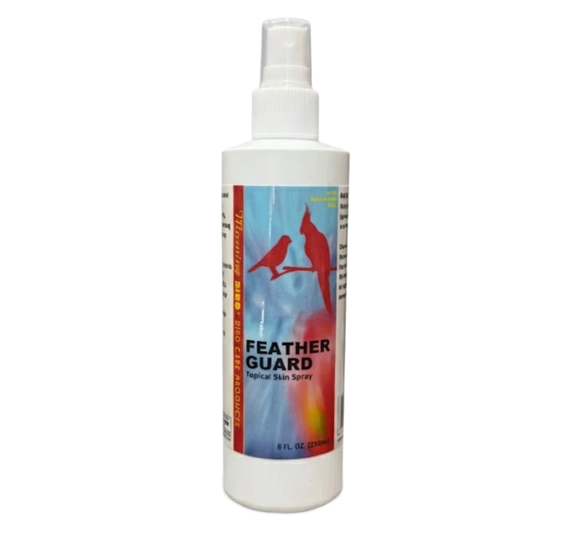 Feather Guard 8oz to reduce feather picking providing instant relief for skin irritation by Morning Bird Products