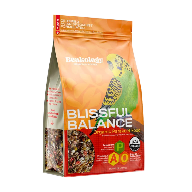Blissful Balance Organic Parakeet Food 2lb for Tiny &amp; Small Size Birds by BEAKOLOGY®