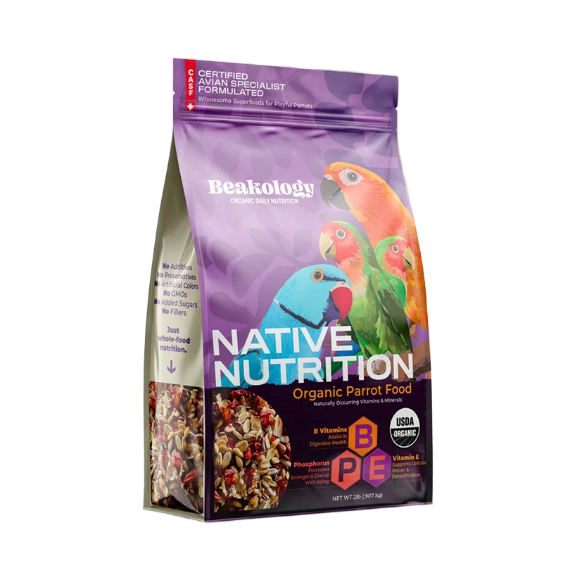 Native Nutrition Organic Parrot Food 2lb for Tiny &amp; Small Size Birds by BEAKOLOGY®
