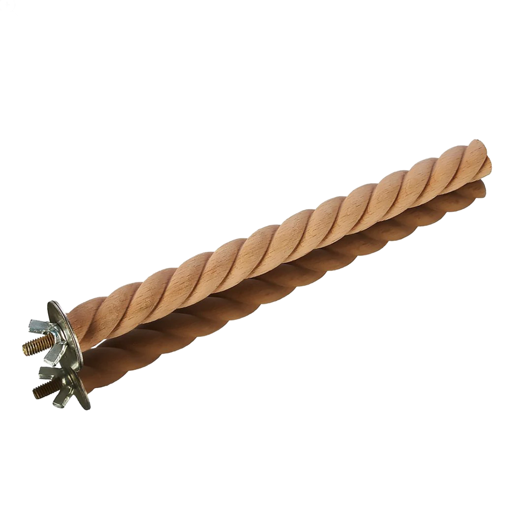 Swizzle Carved Wood Perch 1/2" - .75" Diameter x 8" Long for Small Birds by Aria Bird Products