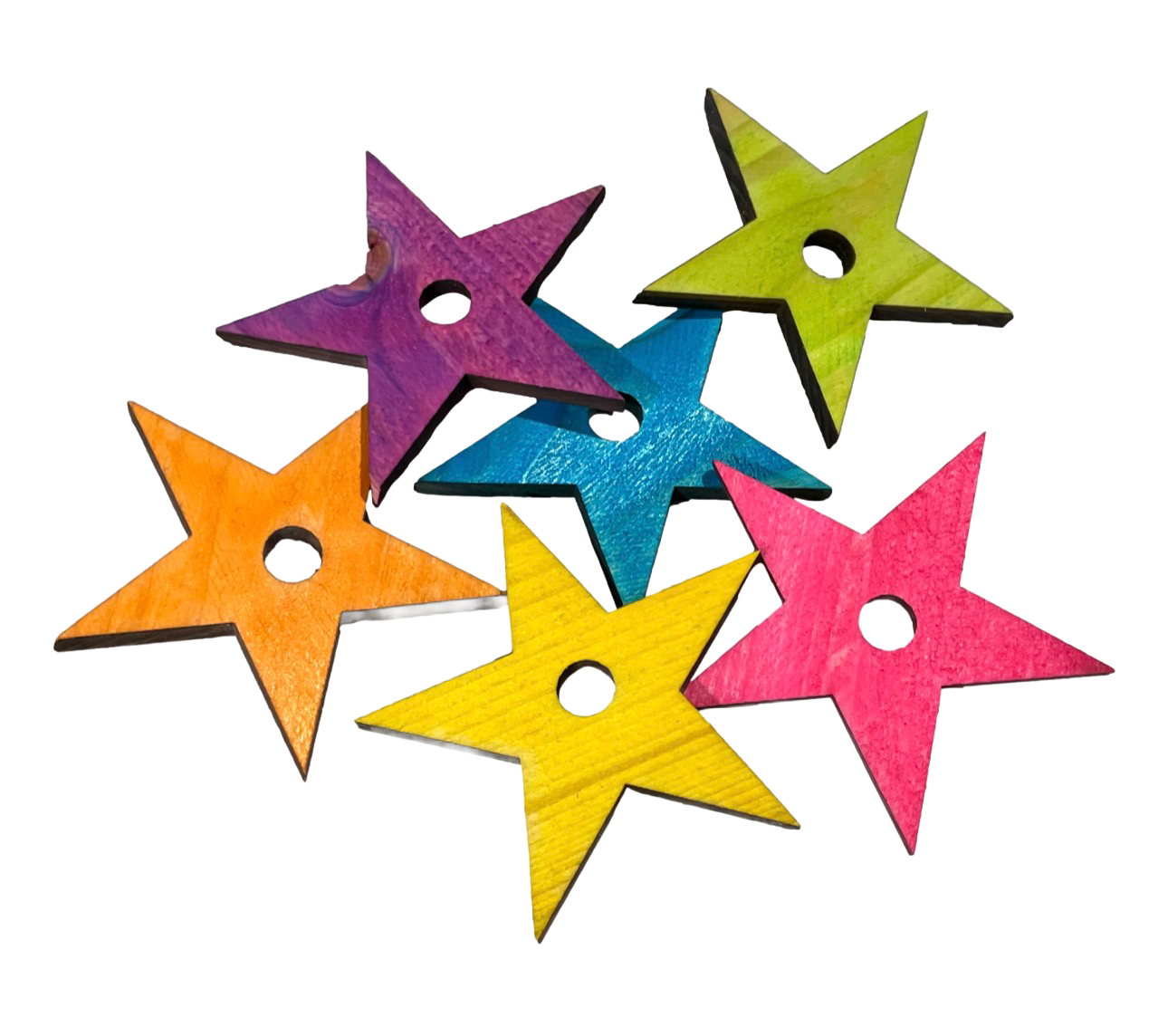 Canadian Pink Stars Large 3" x 3" Colored 6 Pack by Feathered Addictions
