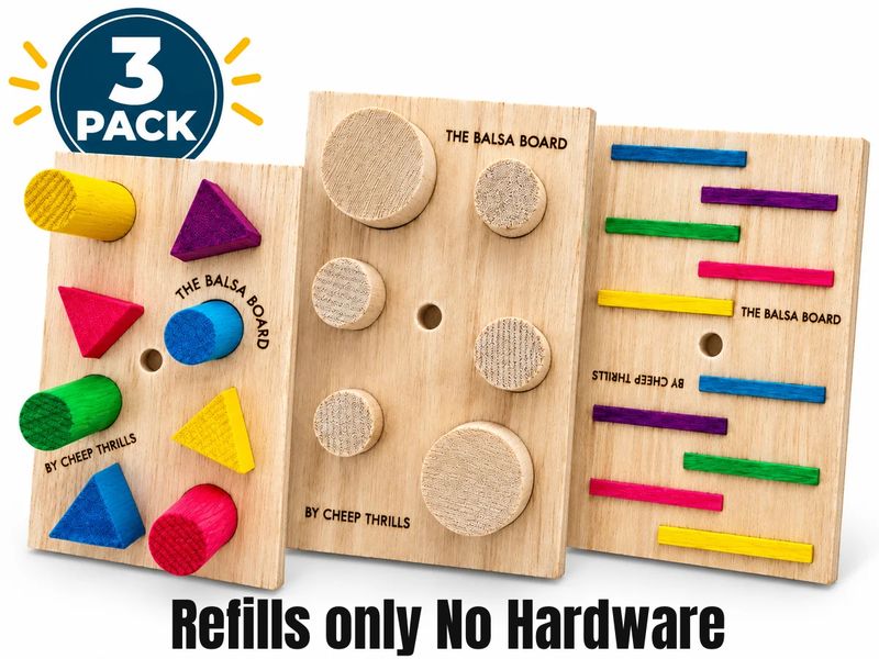 Balsa Whirly Boards VARIETY 3 Pack Refills Only Bird Toy by Cheep Thrills Bird Toys