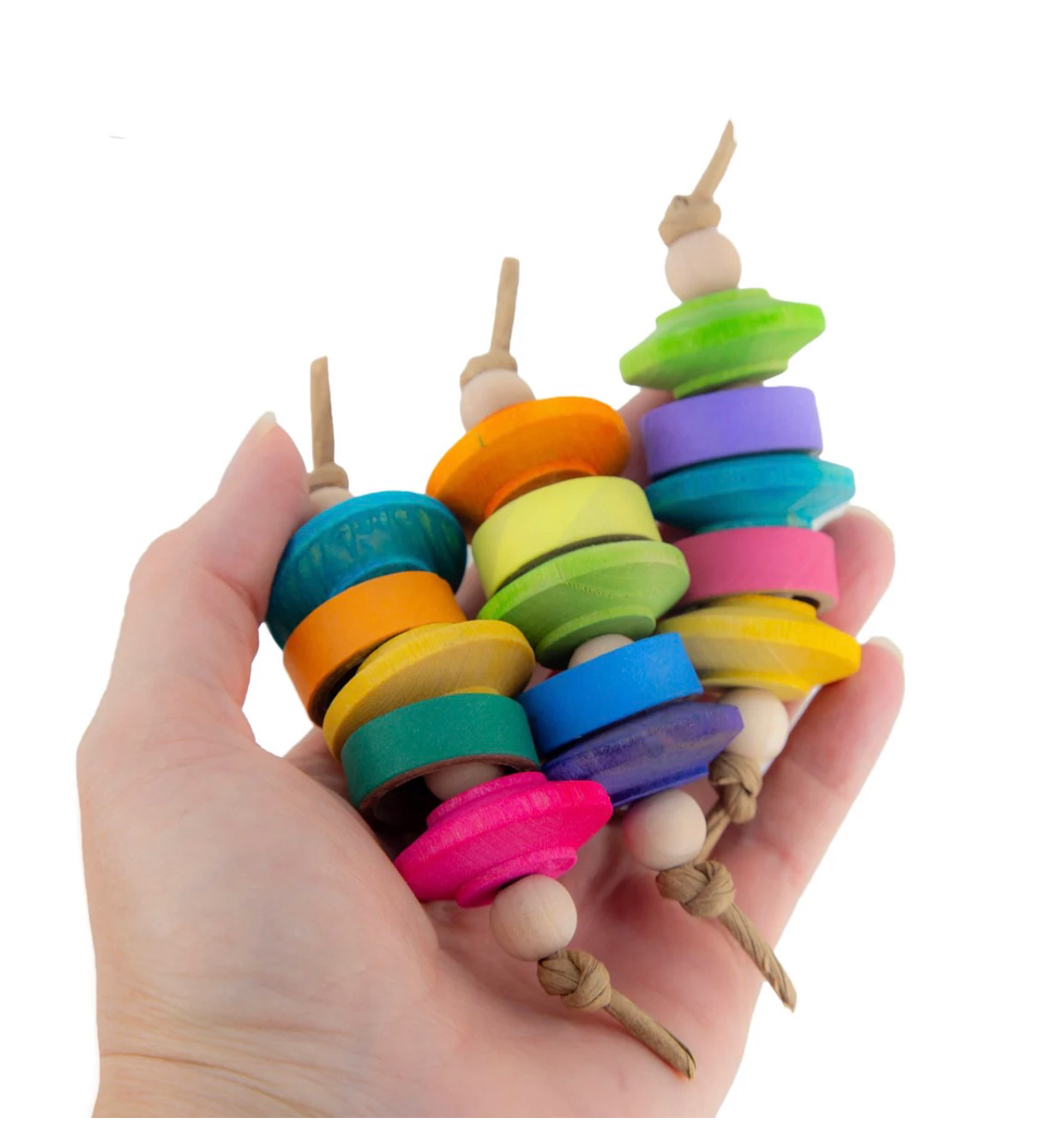 Birdie Bagel Teasers Foot Toys - Set of 3 for Large and some Medium Parrots by The Best Bird Toys