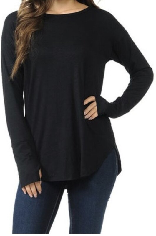 Black Thumb Hole Top