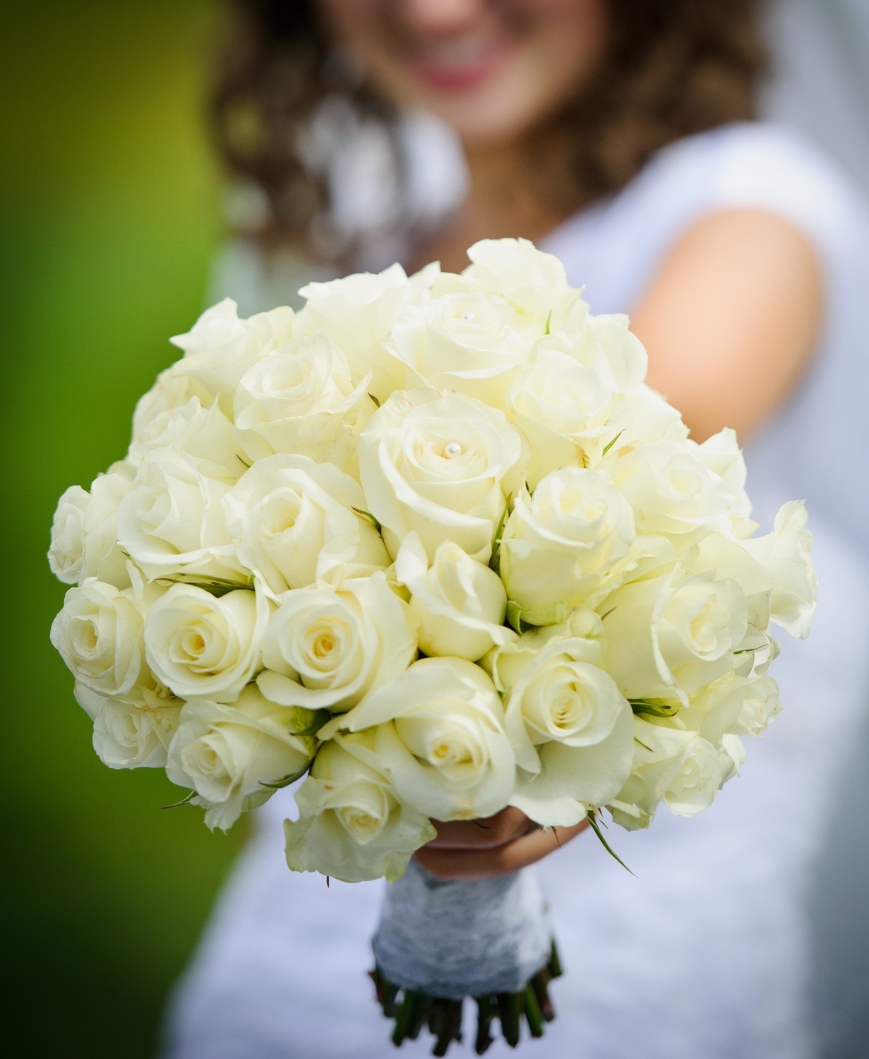 White Rose Clutch Bouquet
