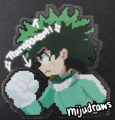 Deku Pixel Art Clear Transparent Vinyl Sticker