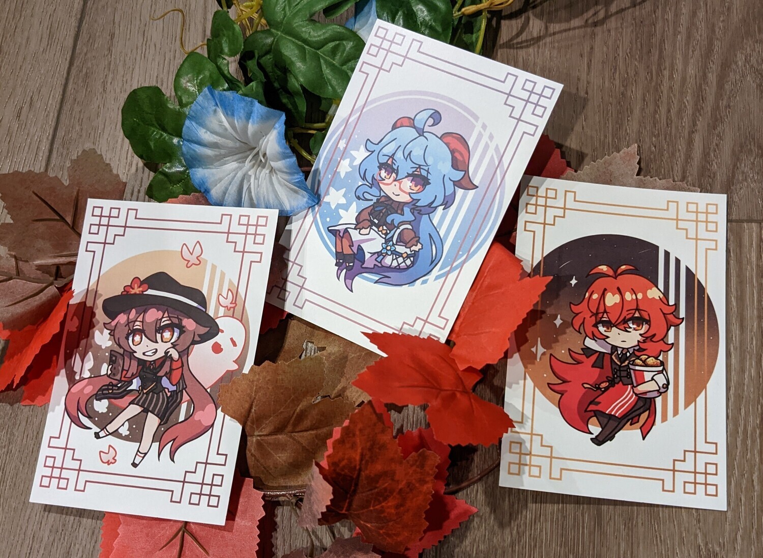 Genshin Impact Collab Outfits 4&quot; x 6&quot; Postcard Prints (Set of 3)