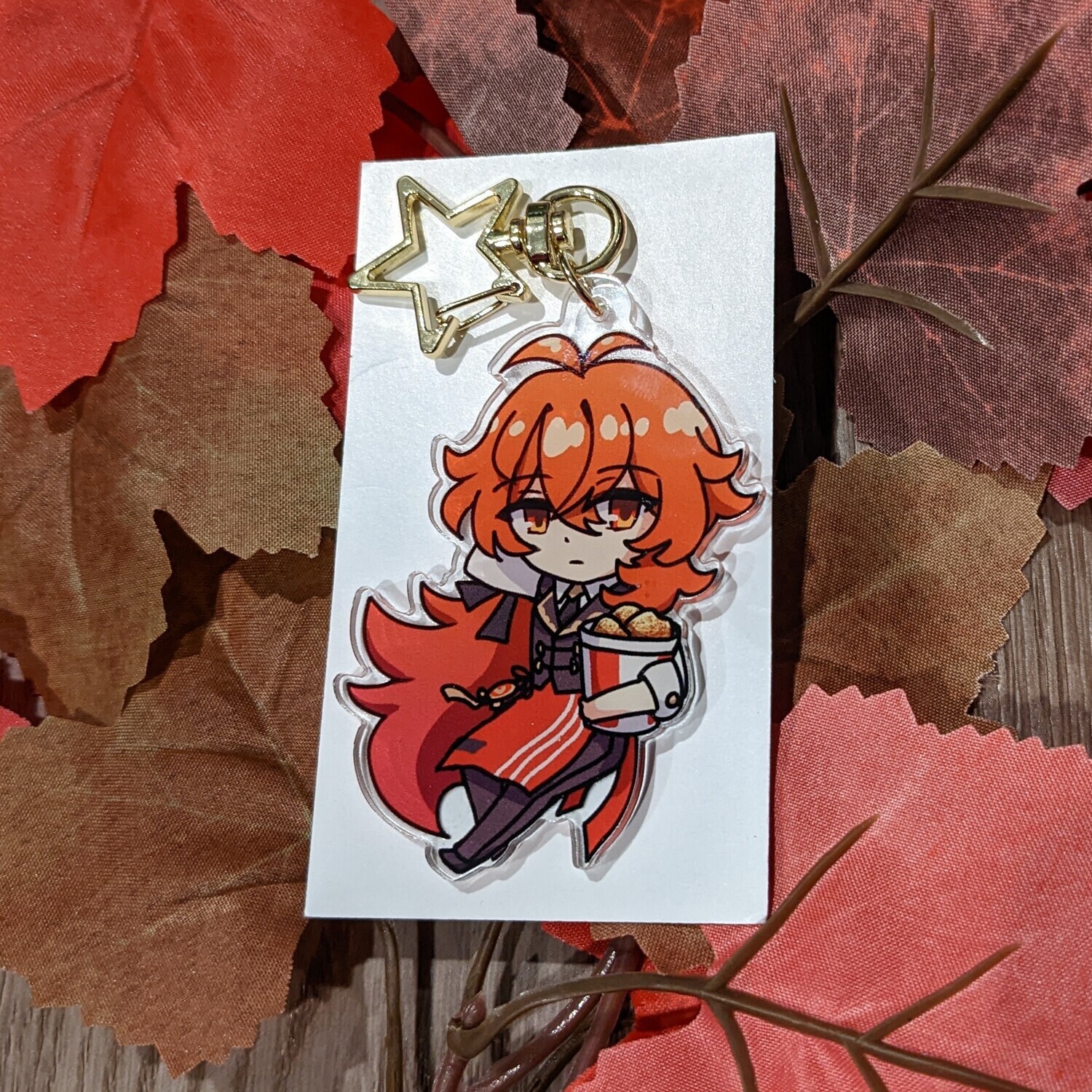 Diluc Fried Chicken Collab Outfit Acrylic Keychain