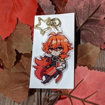 Diluc Fried Chicken Collab Outfit Acrylic Keychain
