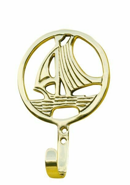 Messinghaken Segelschiff rund