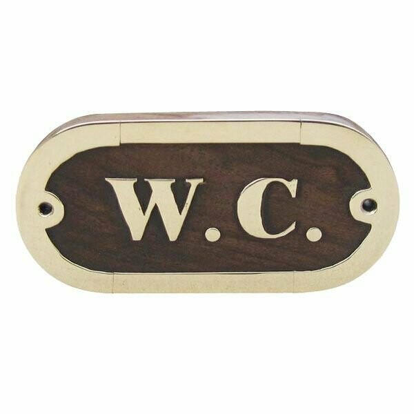 Türschild WC aus Holz & Messing