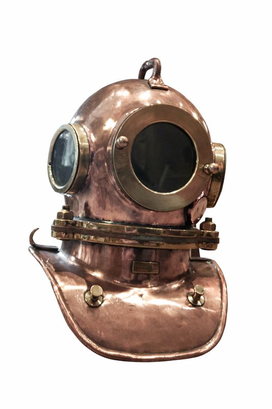 Taucherhelm russisch, 1980er Jahre. Kupfer & Messing