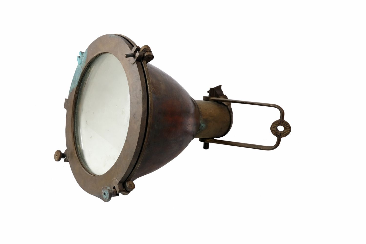 Deckstrahler / Panamastrahler Schiffslampe Kupfer & Messing