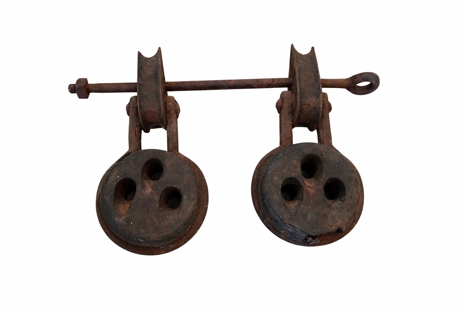 2 x Jungfern Schiffsblöcke aus Pockholz