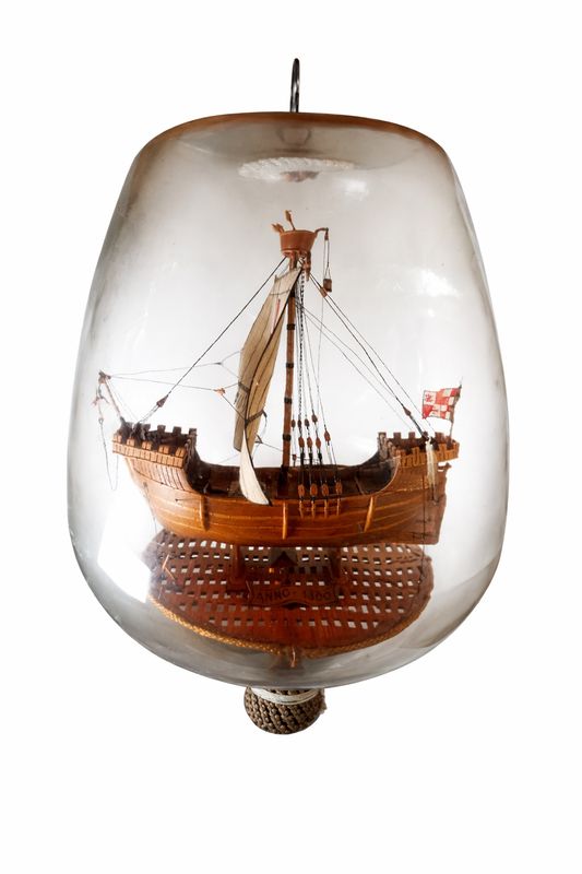 Buddelschiff Kogge von Jonny Reinert zum hängen Höhe ca. 53 cm