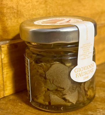 Vasetto 28 g: fette di Tartufo Bianco d'Alba (tuber magnatum Pico) in olio di oliva