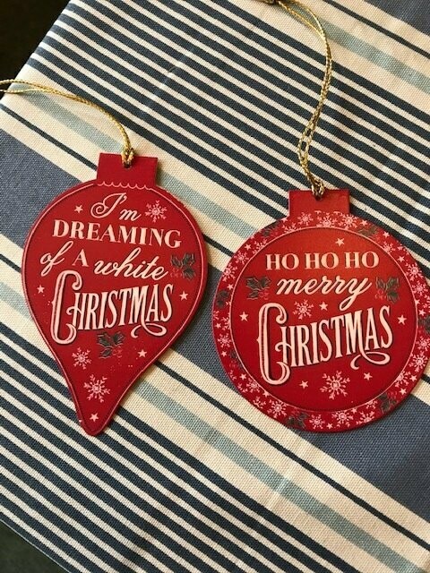 Red Christmas Tags - Metal