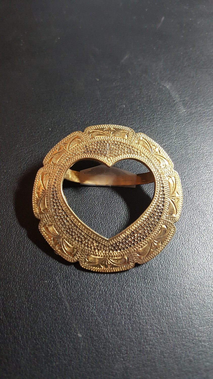 Engraved Bronze Heart Scarf Slide