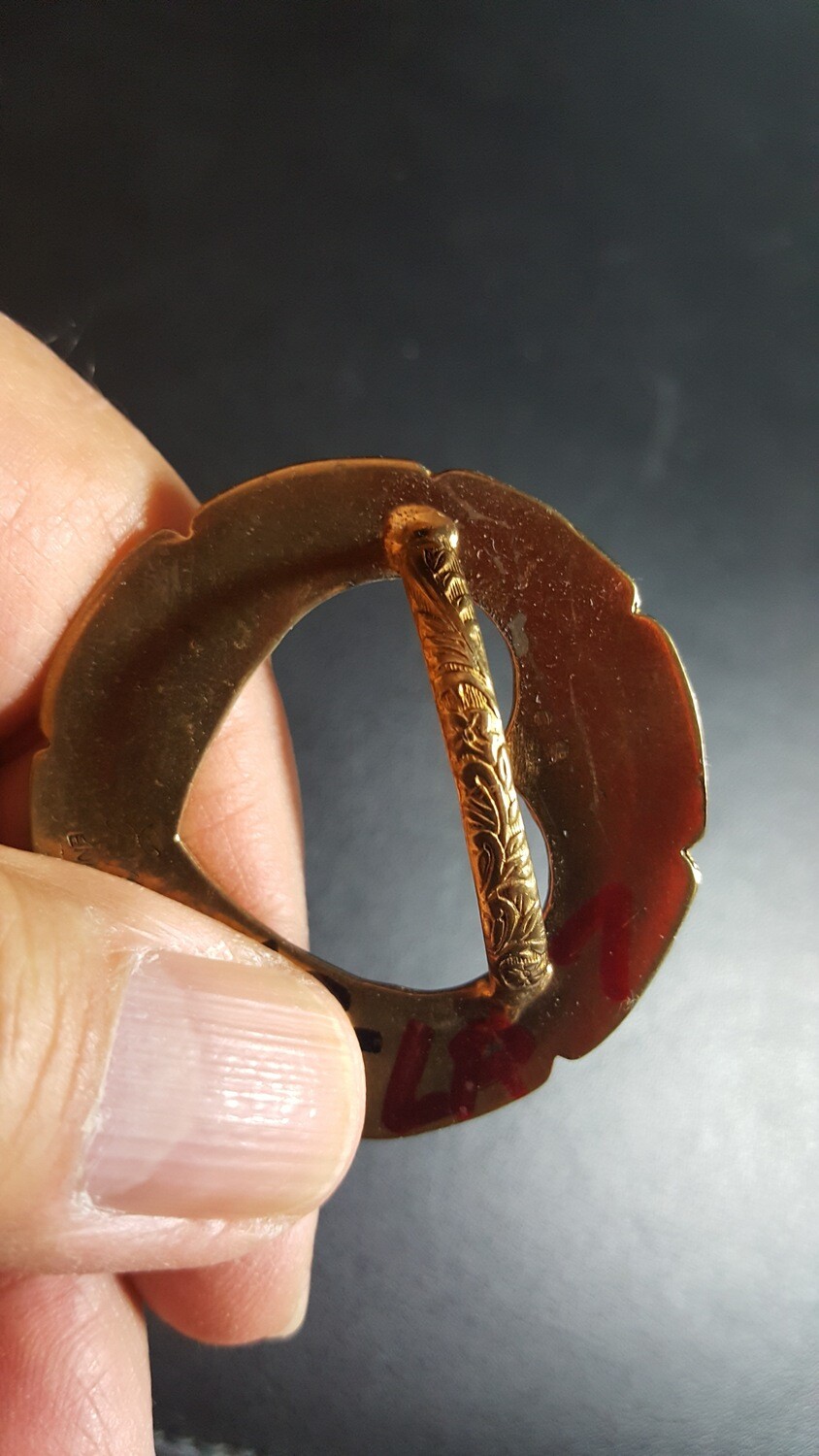 Engraved Bronze Heart Scarf Slide