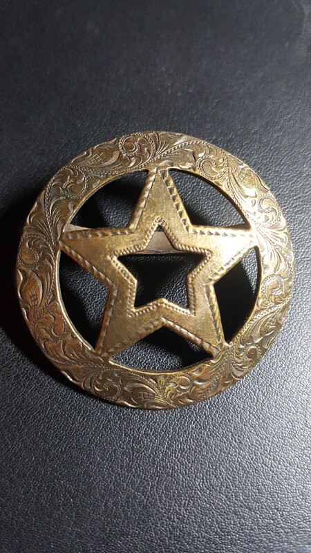 Engraved Bronze Star Scarf Slide