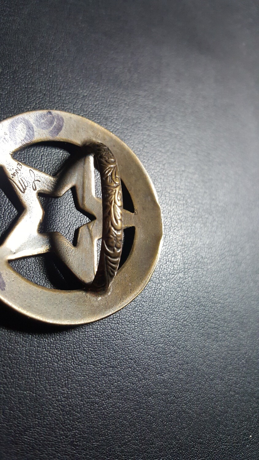 Engraved Bronze Long Horn Star Scarf Slide
