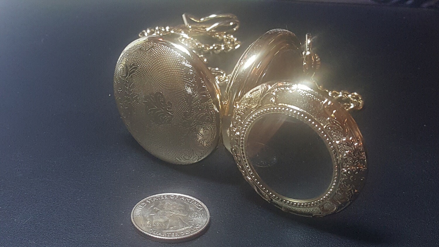Gold Color Hunters Case Stem Wind/Set Pocket Watch