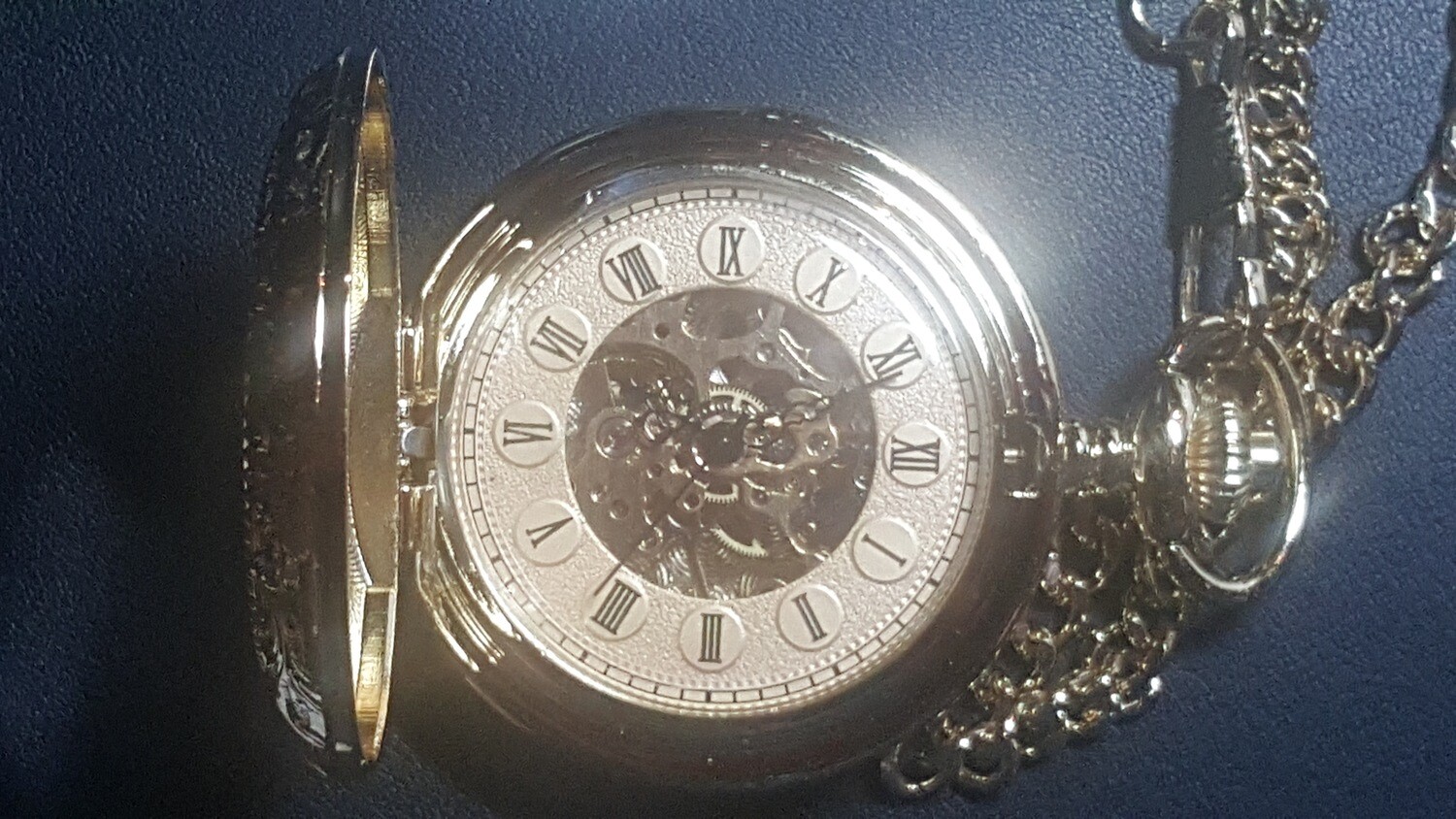 Gold Color Hunters Case Stem Wind/Set Pocket Watch