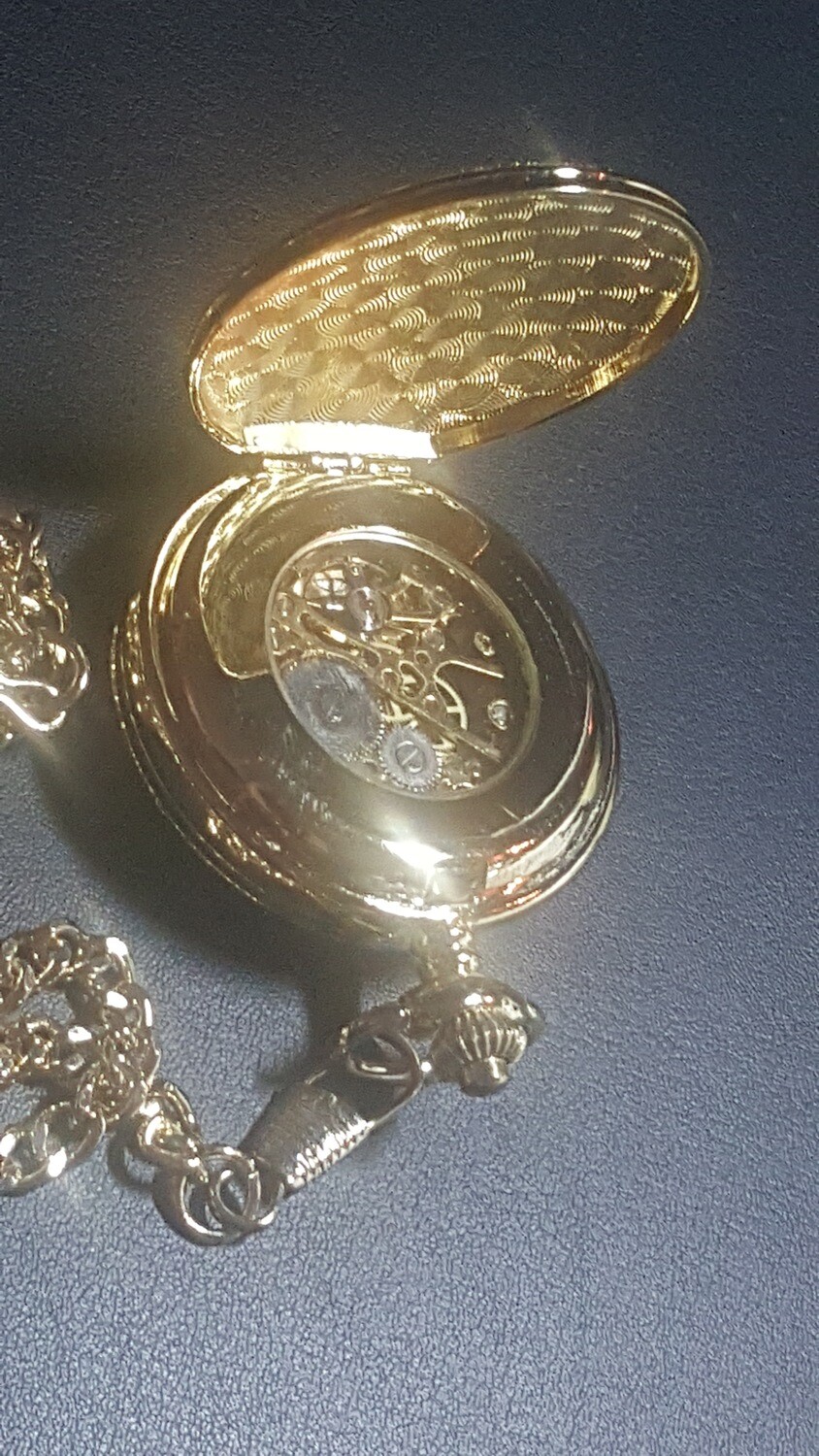 Gold Color Hunters Case Stem Wind/Set Pocket Watch