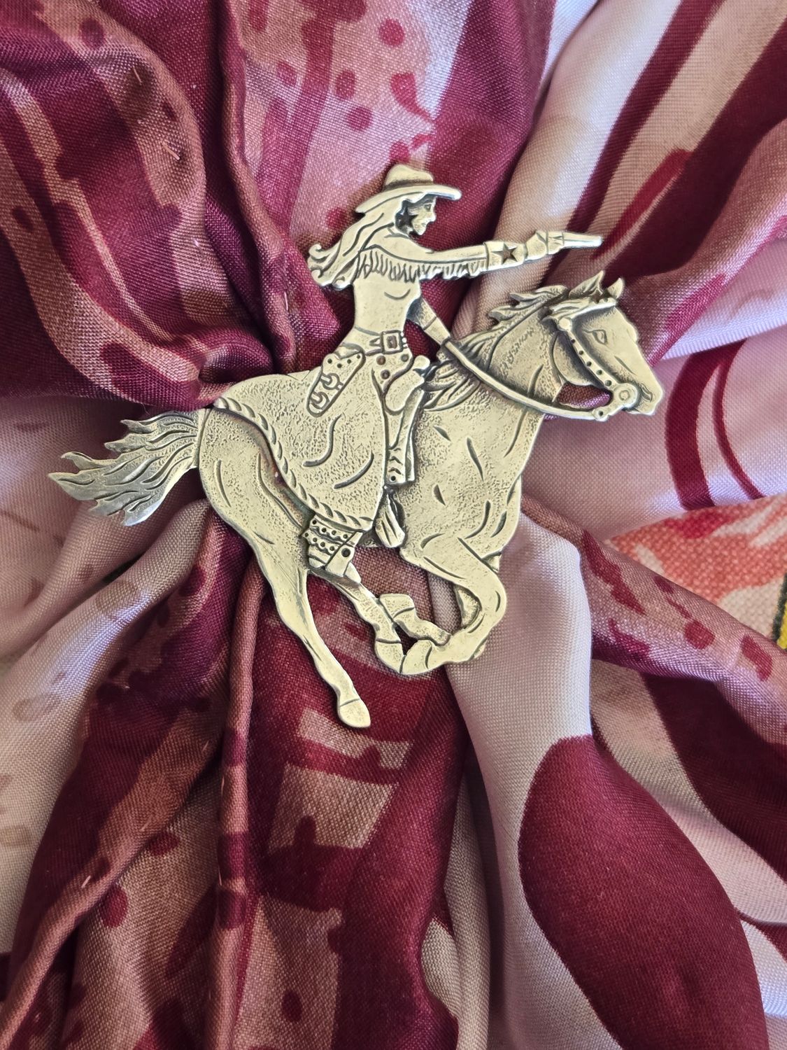 Lady Mounter Shooter Sterling Silver Scarf Slide