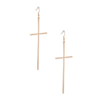 LONG CROSS FISH HOOK EARRINGS