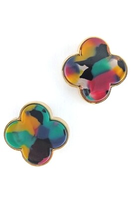 GOLD RESIN CLOVER EARRINGS