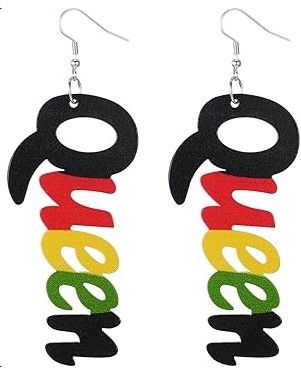 &quot;QUEEN&quot; WOODEN EARRINGS
