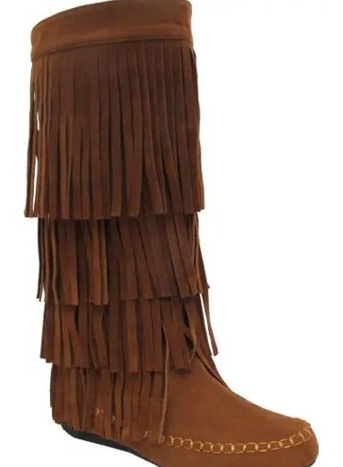 FRINGE BOOTS - BROWN
