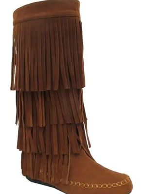 FRINGE BOOTS - BROWN