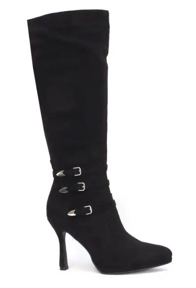 BUCKLE KNEE-HIGH BOOTS