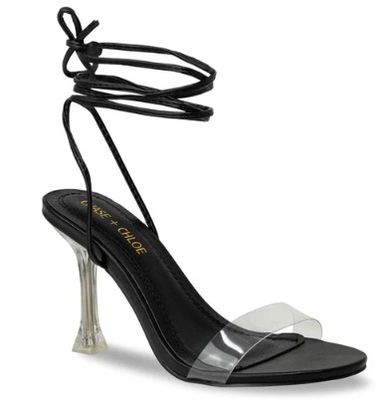 CLEAR STRAP SANDALS - BLACK