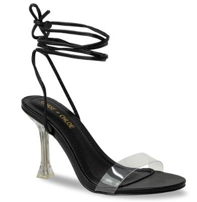 CLEAR STRAP SANDALS - BLACK