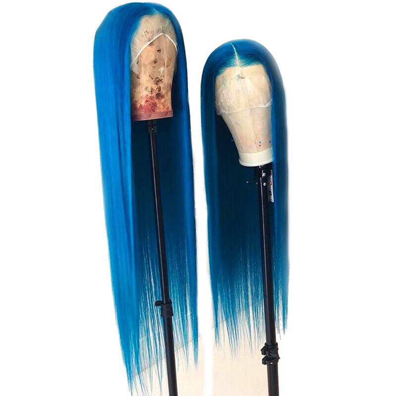 Ocean Blue Peruvian Straight 26” Lace Frontal Wig