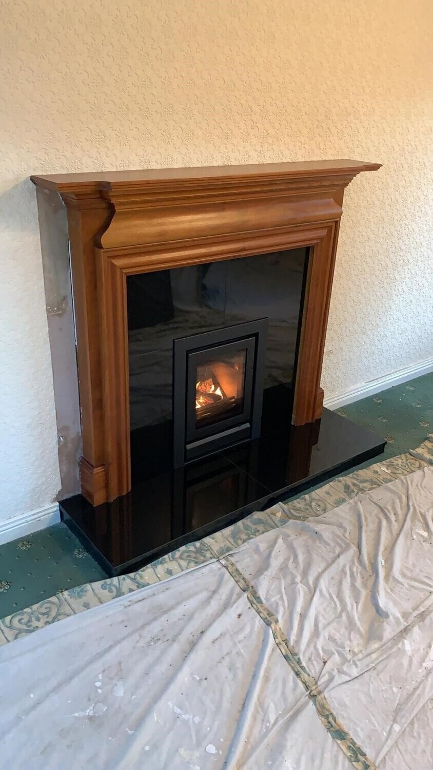 Riva 40 Cassette with polished black granite inset and hearth