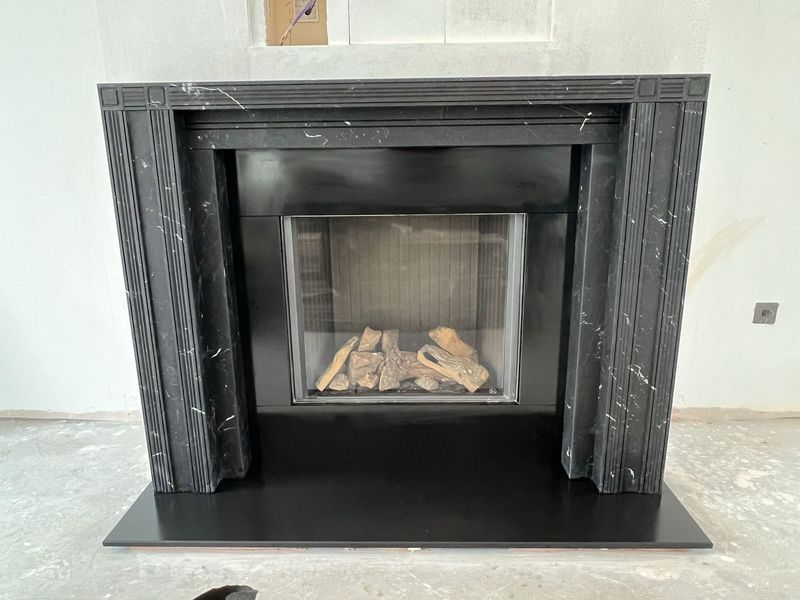 The Soane Fireplace in Nero Marquina Honed