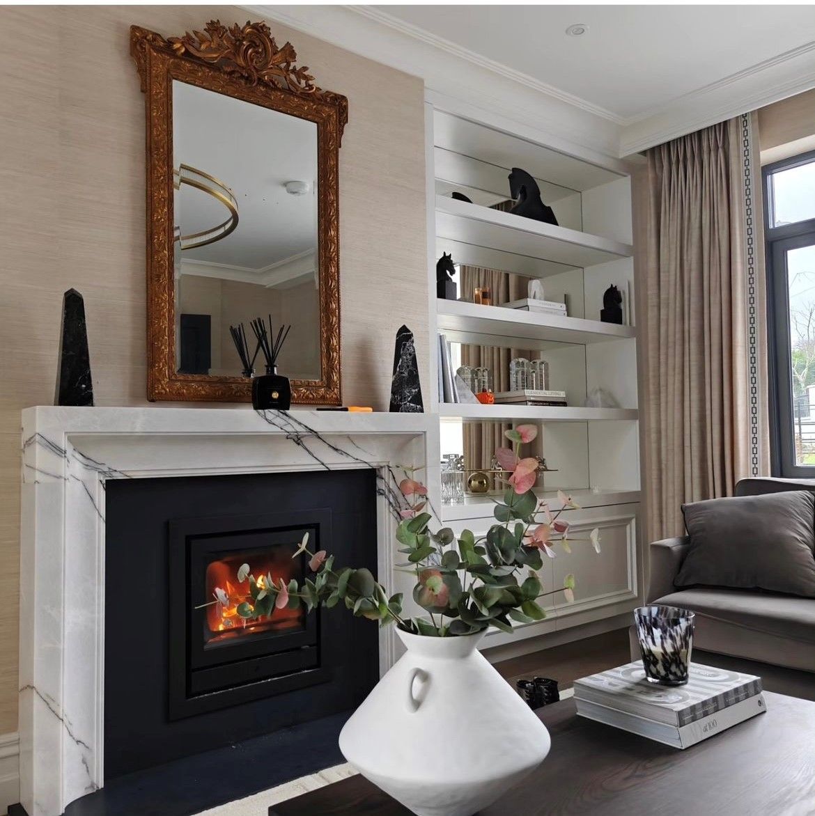 Riva2 50 Wood burning inset fire, with Scarpa design fireplace