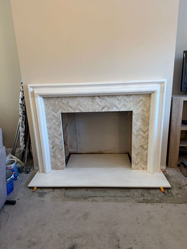 Bespoke Bolection Surround Inc Limestone Hearth & Base