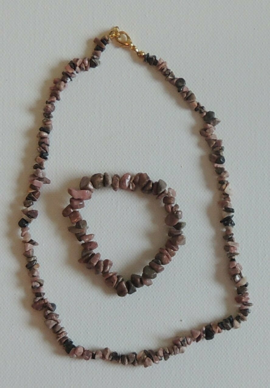Rhodonit-Kette und Armband