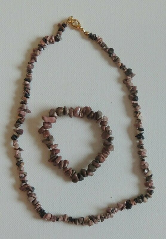 Rhodonit-Kette und Armband