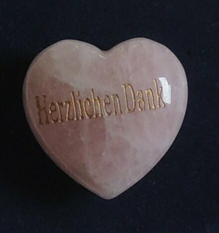 Rosenquarz Herz "Herzlichen Dank"